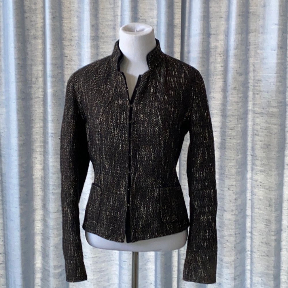 Elie Tahari reversible black/tweed wool jacket.